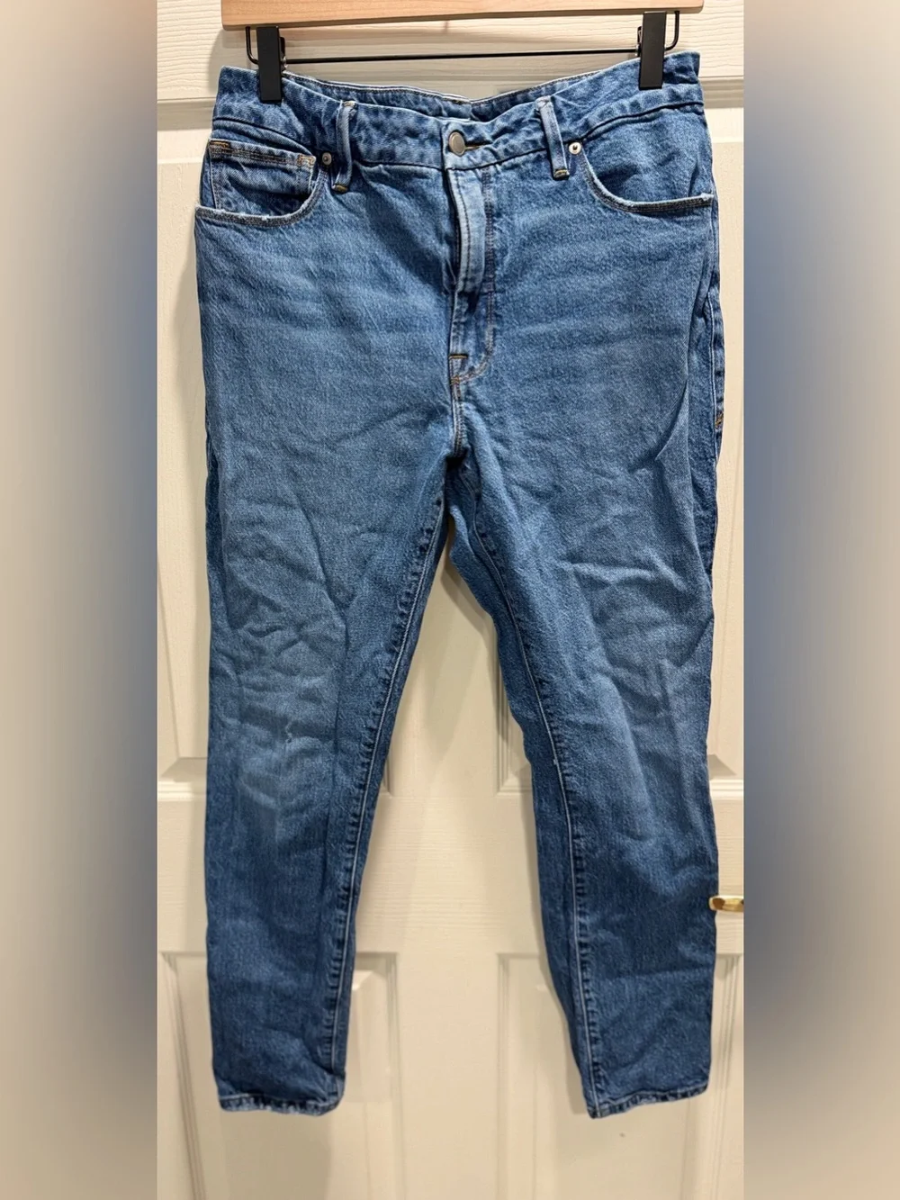 Good American Good Classic Straight High Rise Jeans Size 6/28 Medium Wash - Picture 3 of 9